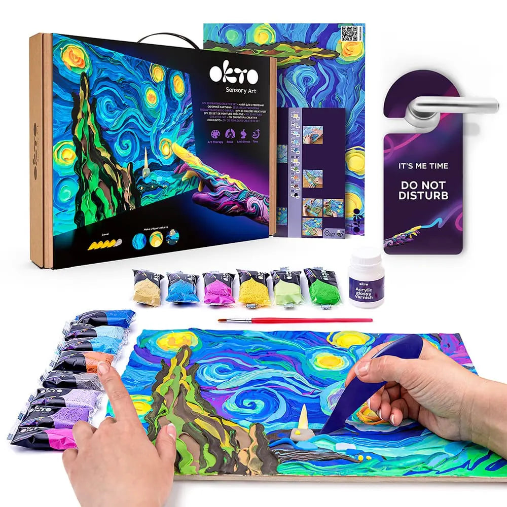 Obraz 3D DIY - Malowanie Arcydzieł „Gwiaźdysta noc” Van Gogha