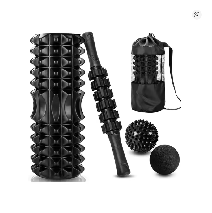 Wałek do masażu w kształcie wilka 33cm + piłeczka powięziowa - joga i pilates