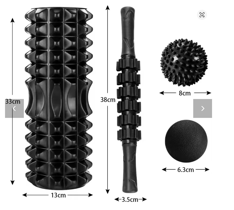 Wałek do masażu w kształcie wilka 33cm + piłeczka powięziowa - joga i pilates